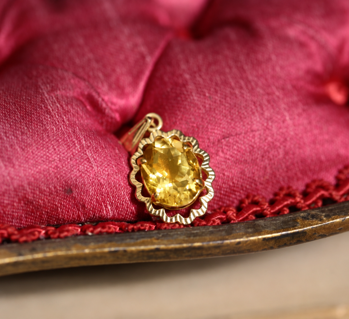 Pendentif Althea citrine style vintage en or 18 carats recyclé