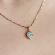 Pendentif Dione style vintage aigue-marine et or 18 carats recyclé 