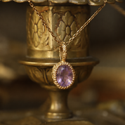 Pendentif Dione style vintage améthyste et or 18 carats recyclé