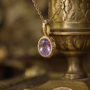 Pendentif Dione style vintage améthyste et or 18 carats recyclé