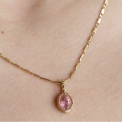 Pendentif Dione tourmaline rose et or 18 carats recyclé 