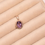 Pendentif améthyste or rose 18 carats style vintage althéa