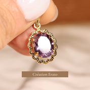 Pendentif or 18 carats améthyste style vintage althea