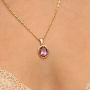Pendentif or 18 carats améthyste style vintage althea 4