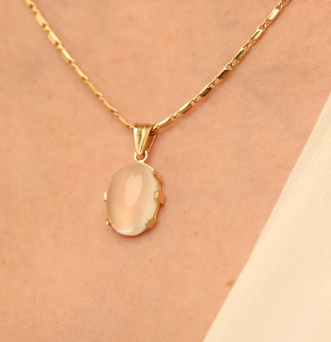 Pendentif or 18 carats nacre blanche style vintage echo 2