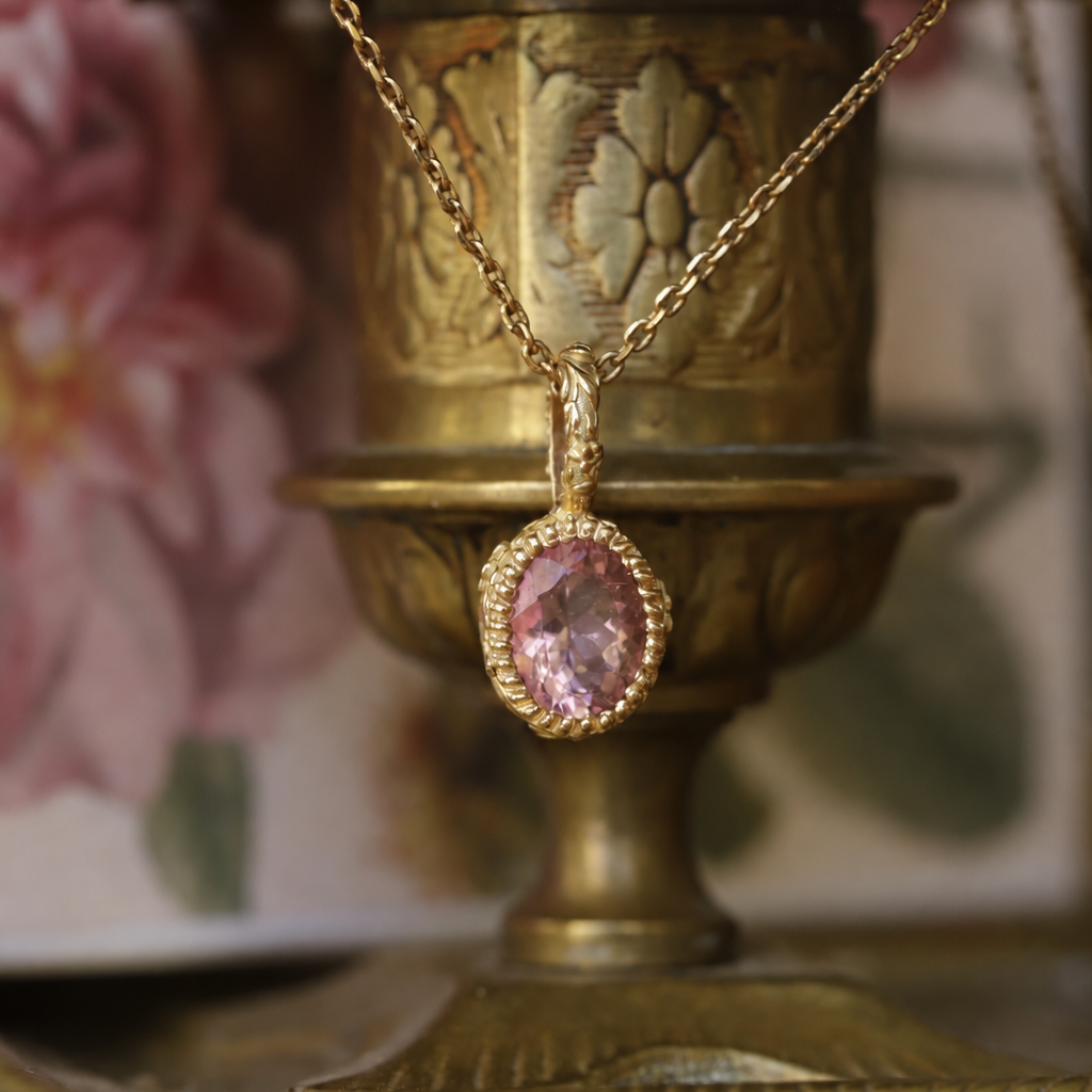 Pendentif Dione tourmaline rose et or 18 carats recyclé 