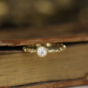 Solitaire vintage diamant anneau ciselé