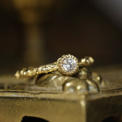 Solitaire vintage diamant anneau ciselé