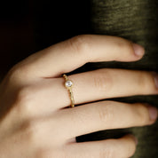 Solitaire vintage diamant anneau ciselé