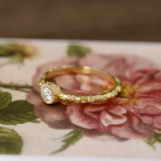 Solitaire vintage diamant anneau ciselé