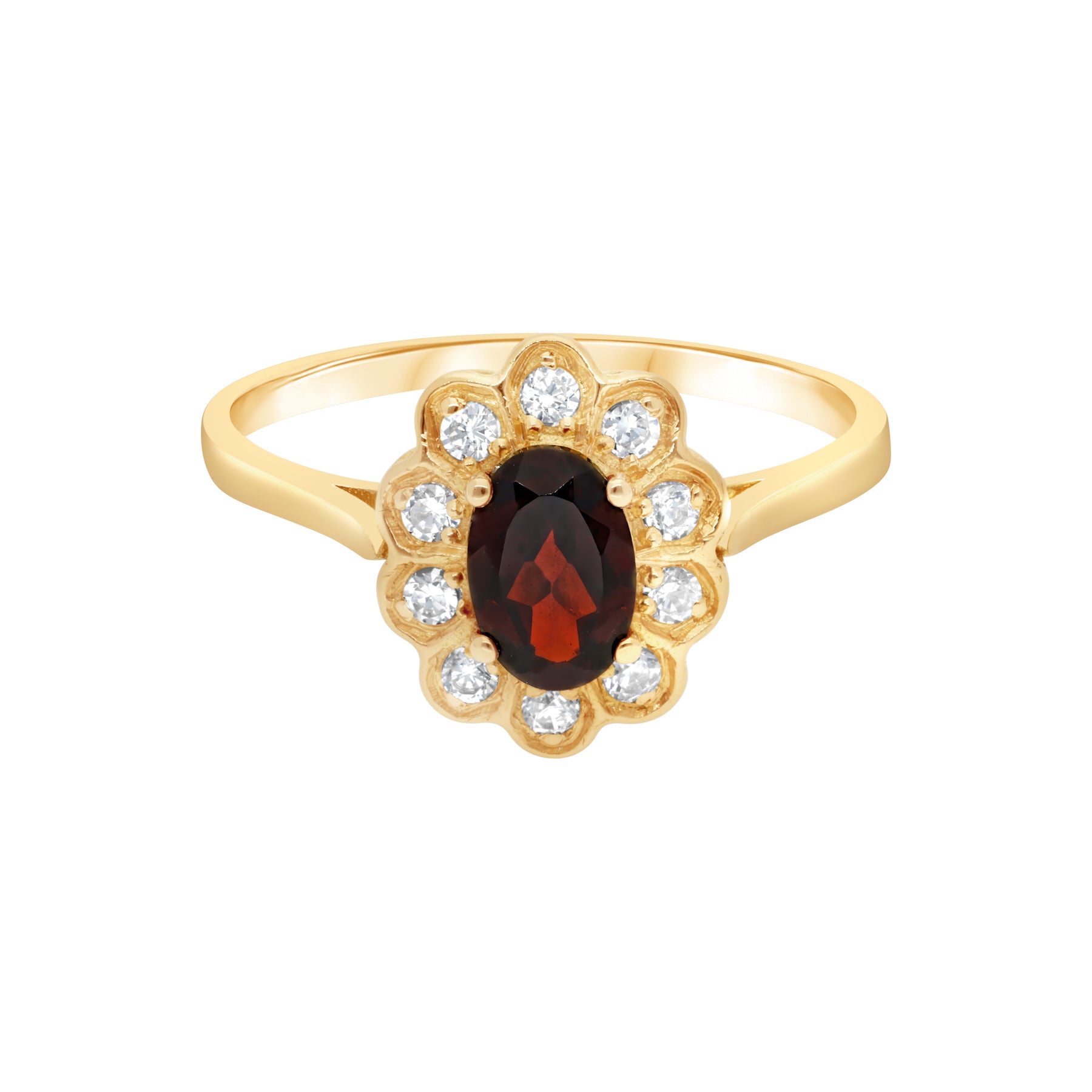 Bague Astrée · Bague marguerite grenat et diamants style vintage