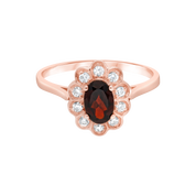 Bague Astrée · Bague marguerite grenat et diamants style vintage