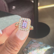 Bague Art Déco tourmaline rose et diamants style vintage