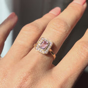 Bague Art Déco tourmaline rose et diamants style vintage