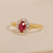 Bague marguerite 18 carats rubis diamants Aurora 6