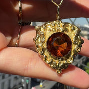 Pendentif coeur décor citrine