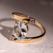  Bague croisée aigue-marine et diamants