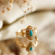 Bague ancienne turquoise perles