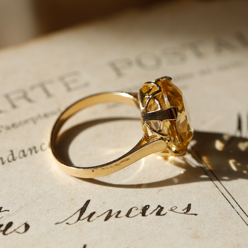 Bague ancienne or 18 carats citrine