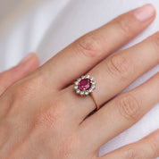 Bague marguerite rubis de synthèse